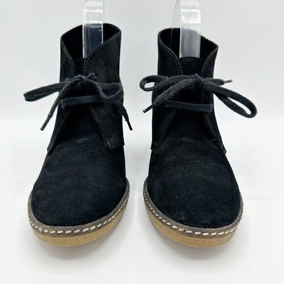 J Crew Black Suede Leather‎ Macalister Wedge Chukka Tie Ankle Boots Size 8 - Picture 4 of 10